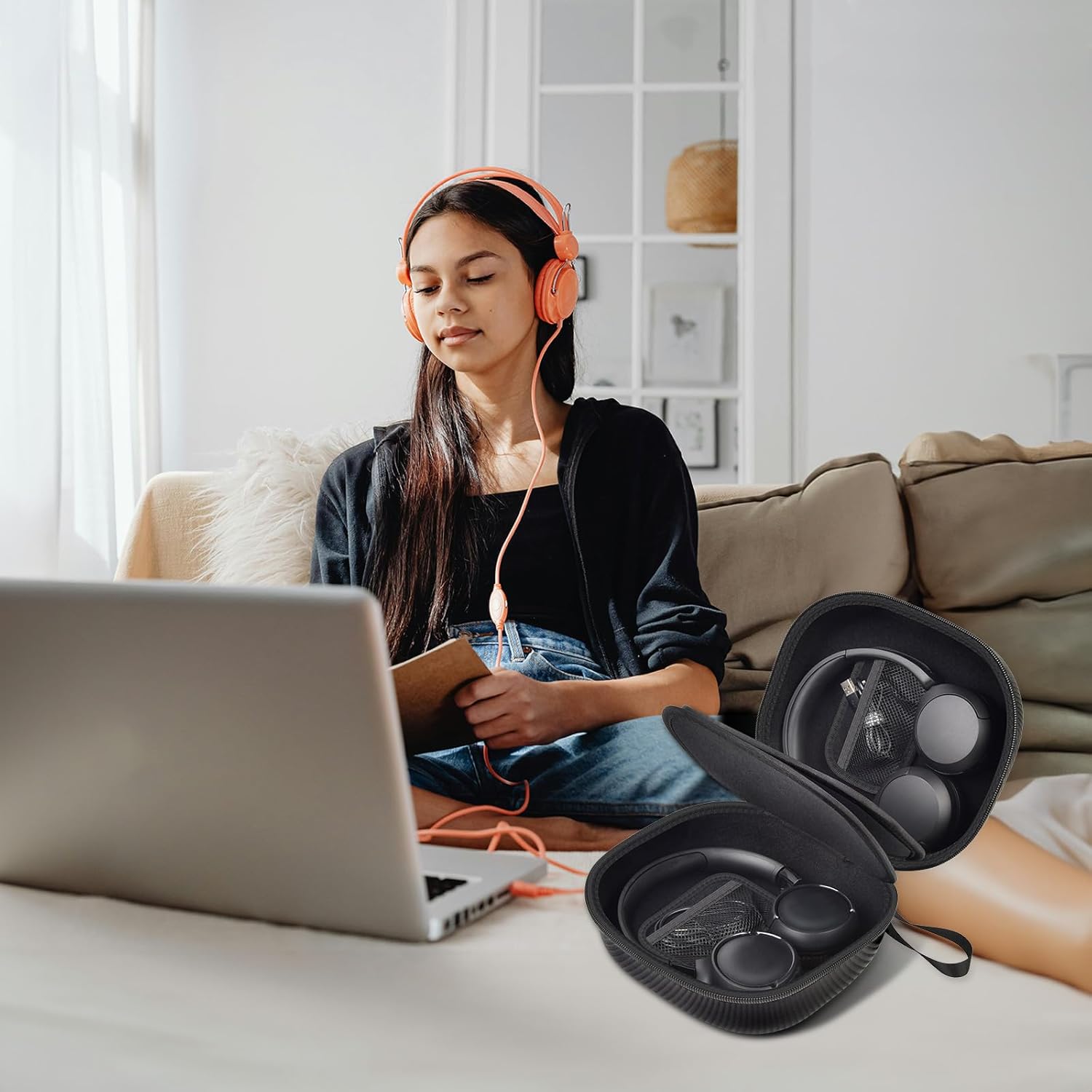 Comecase Universal Hard EVA Shell Headphone Case - Double-Sided Storage for 2 Wireless Headphones, Compatible with Sony WH-1000XM6/ WH-CH720N, for JBL Tune 510BT/720BT, for Soundcore Q20/Q30 (Black) - Image 7