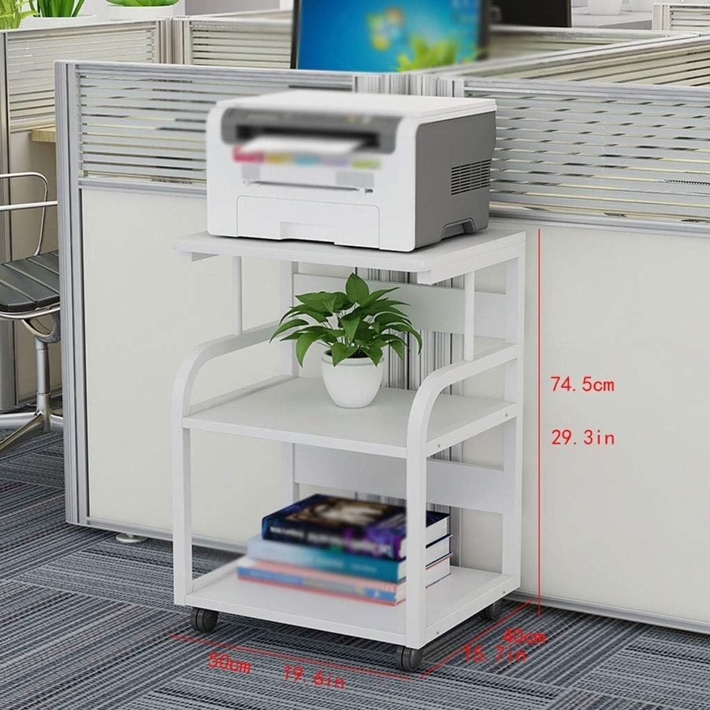 Mesa Impresora Soporte De Pie para Impresora 3 Capas, Estante Metal para Máquina Fax Móvil, para Escáner Copiadora con Rodillo Mueble Organizador(B)
