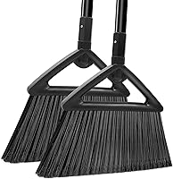 Vista 10 de Escoba comercial resistente, paquete de 3 escobas angulares mejoradas para barrer al aire libre e interior, escobas negras perfectas de la casa, 3 x