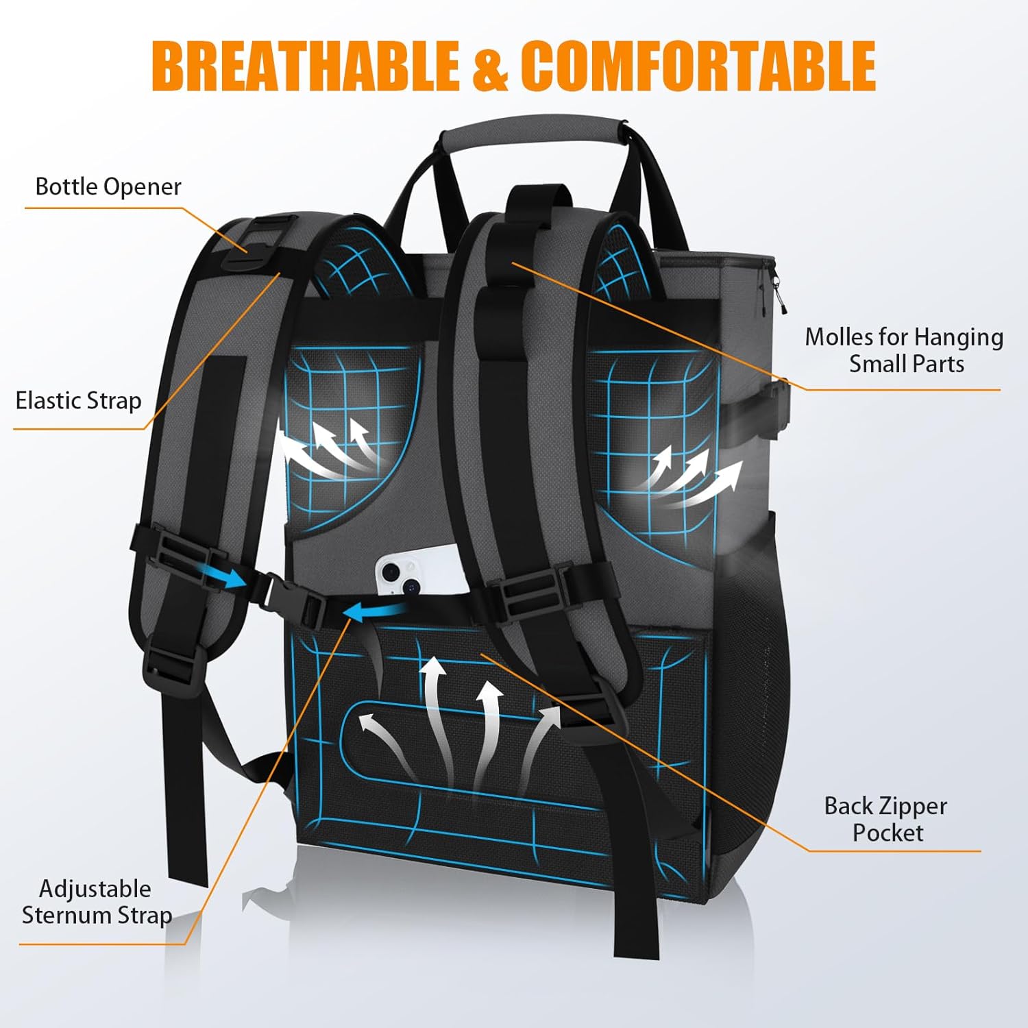 Cooler Backpack, AYAMAYA 24 Cans Insulated Lunch Backpack Cooler Leakproof, Keeps Hot/Cold for Up to 16 Hours, Lightweight Waterproof Beach Travel Camping Cooler Bag for Men and Women