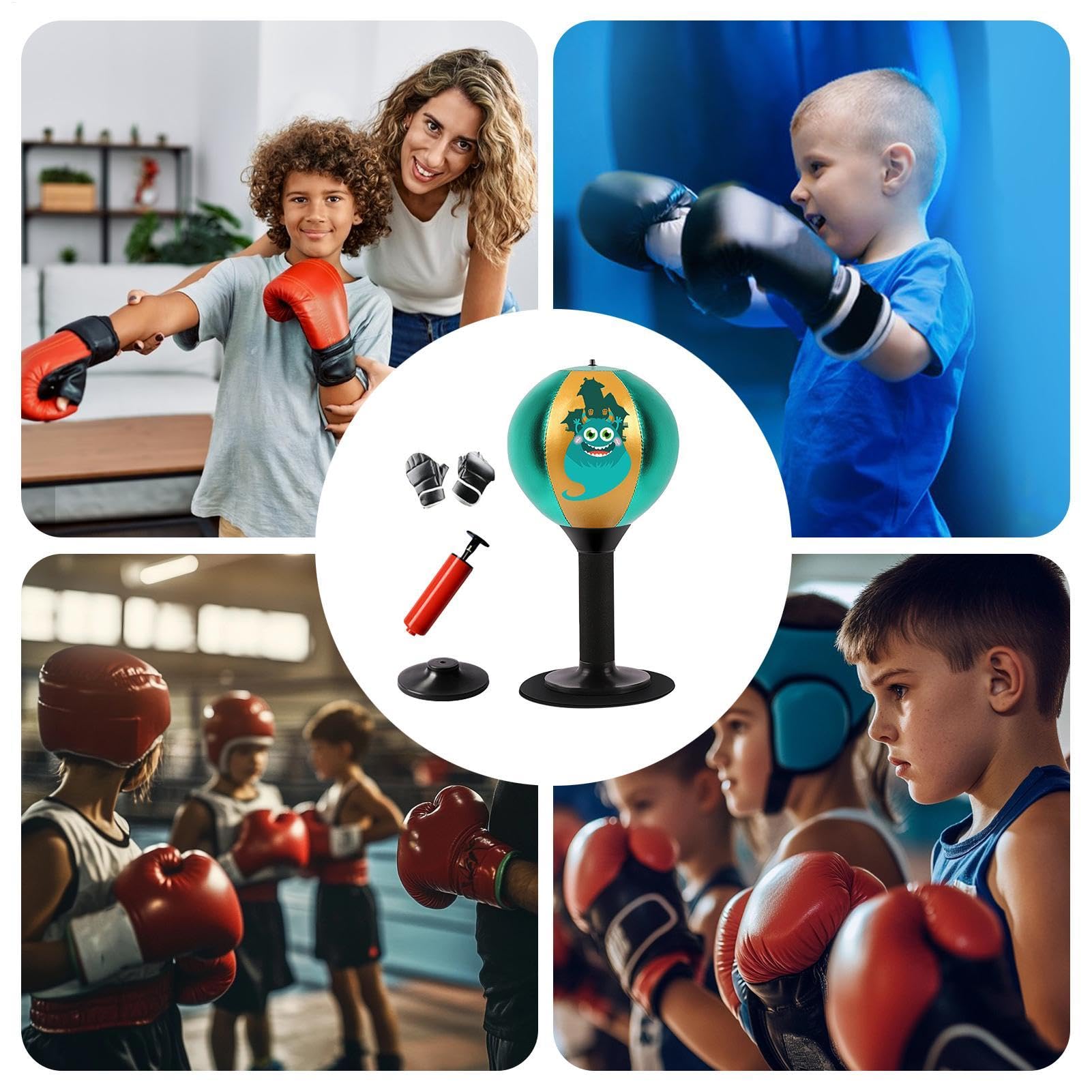 Saco de Boxeo Rage, Saco de Boxeo de Escritorio | Linda Bolsa de Velocidad con Ventosa de Mesa,Juguetes Divertidos para Equipos de Boxeo, Juguetes portátiles de relajación de Boxeo para niño