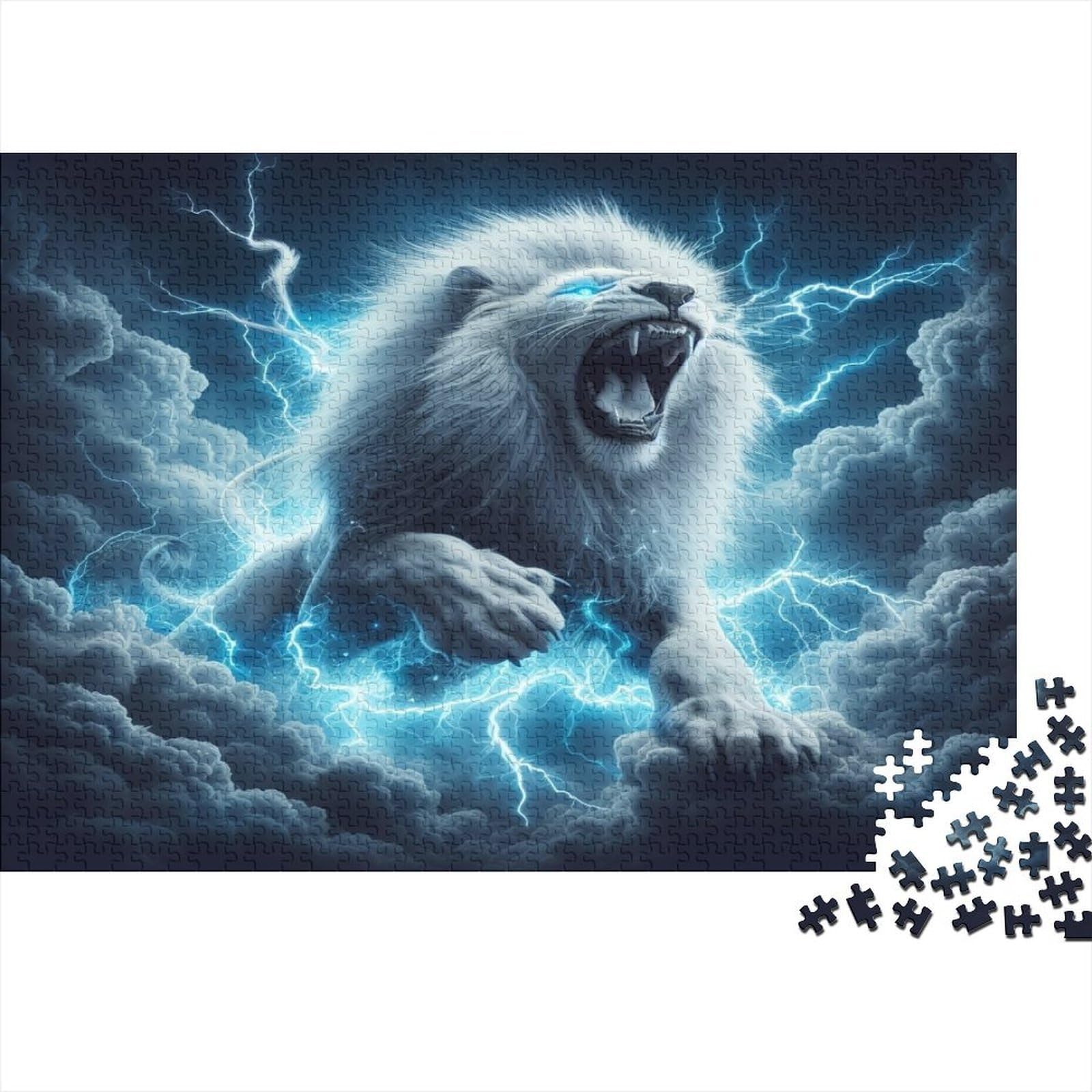 Thunder Lion Paper 1000 Pieces Jigsaw Puzzle for Adults Intelligence Training Wall Decor Educational Puzzle 70x50cm/1000pcs