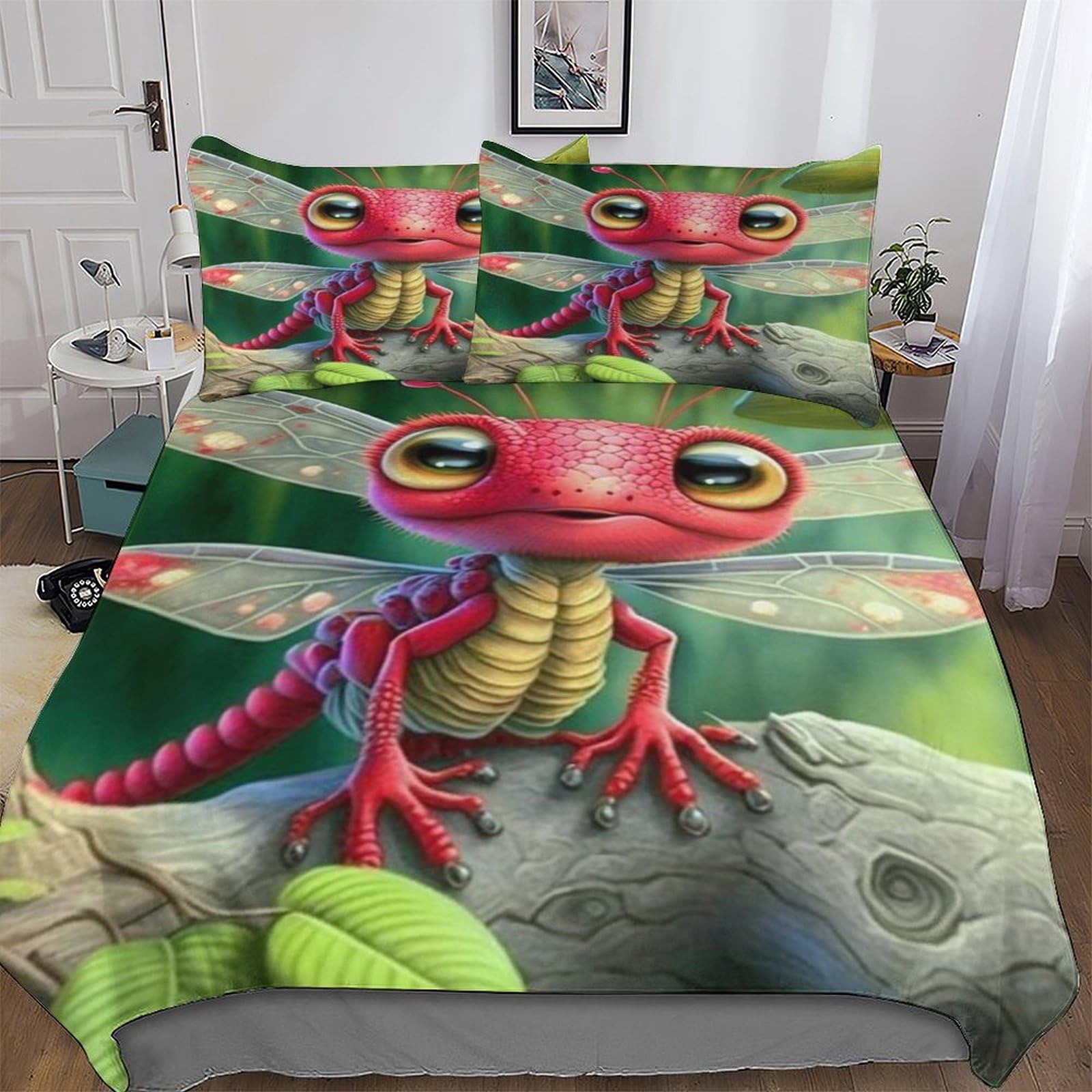Housse de couette gecko ultra doux 3 pièces avec parure de lit king size