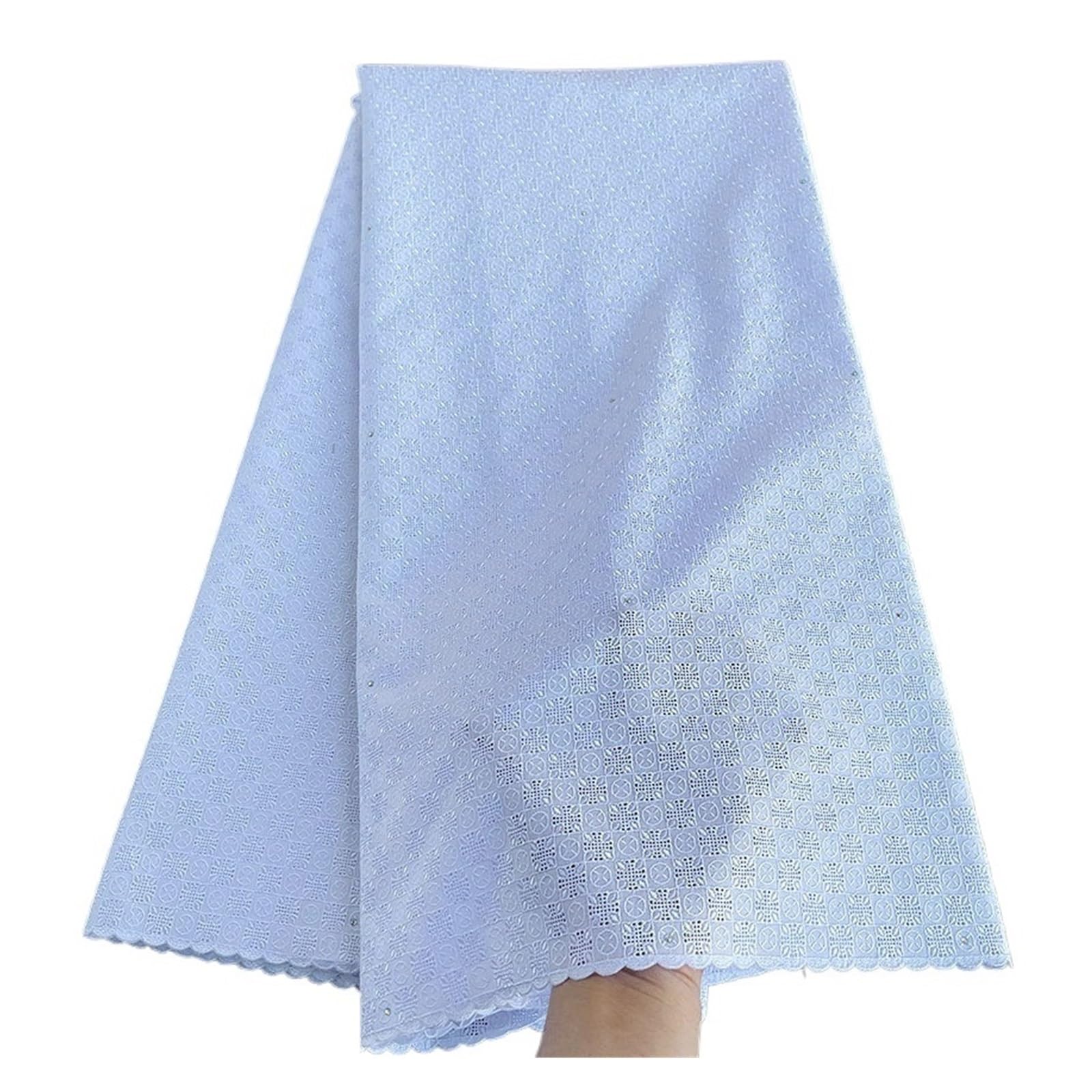 Tissu Africain Dentelle Luxe en Coton Poli Blanc pour Robe Traditionnelle