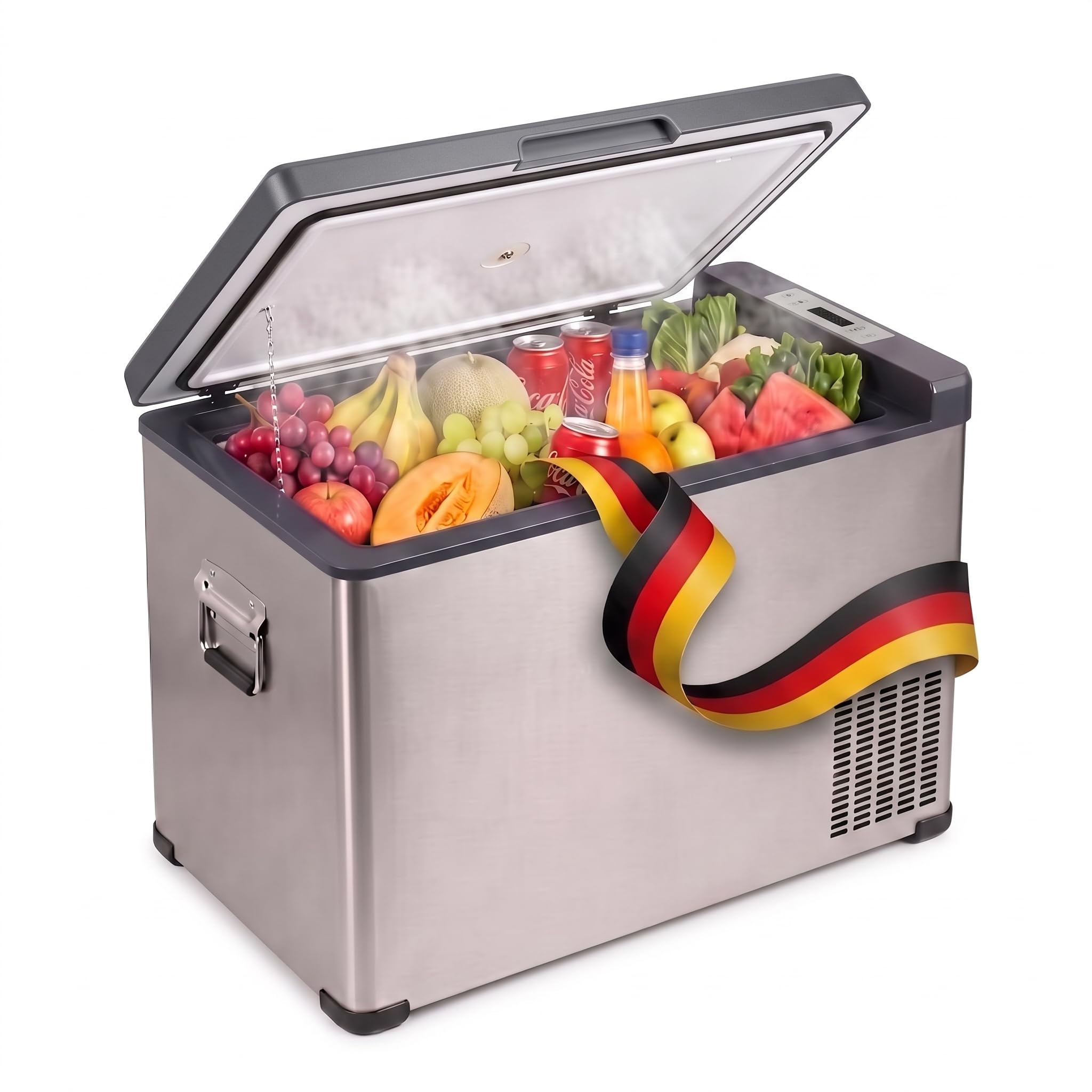 Kompressor Kühlbox 50L 12V 24V 230V Mobile Auto Kühlbox Gefrierbox bis -20°C Tragbare Elektrische Mini Kühlschrank für LKW Wohnmobil Camper Boot Auto Camping Picknick Outdoor