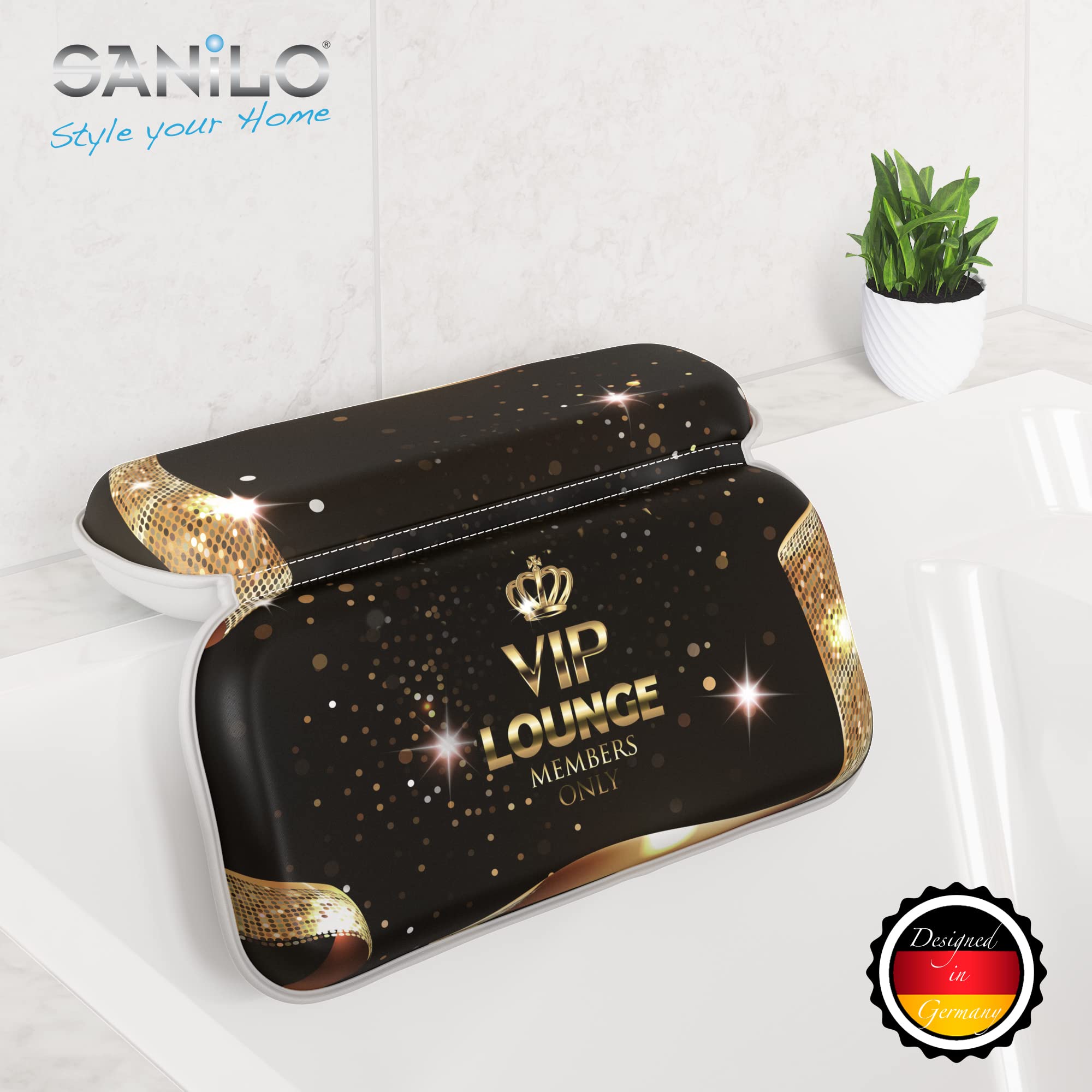 Sanilo Badewannenkissen, viele Bequeme Badekissen mit Motiv, Nackenkissen mit starken Saugnäpfen, waschbar (VIP-Lounge)