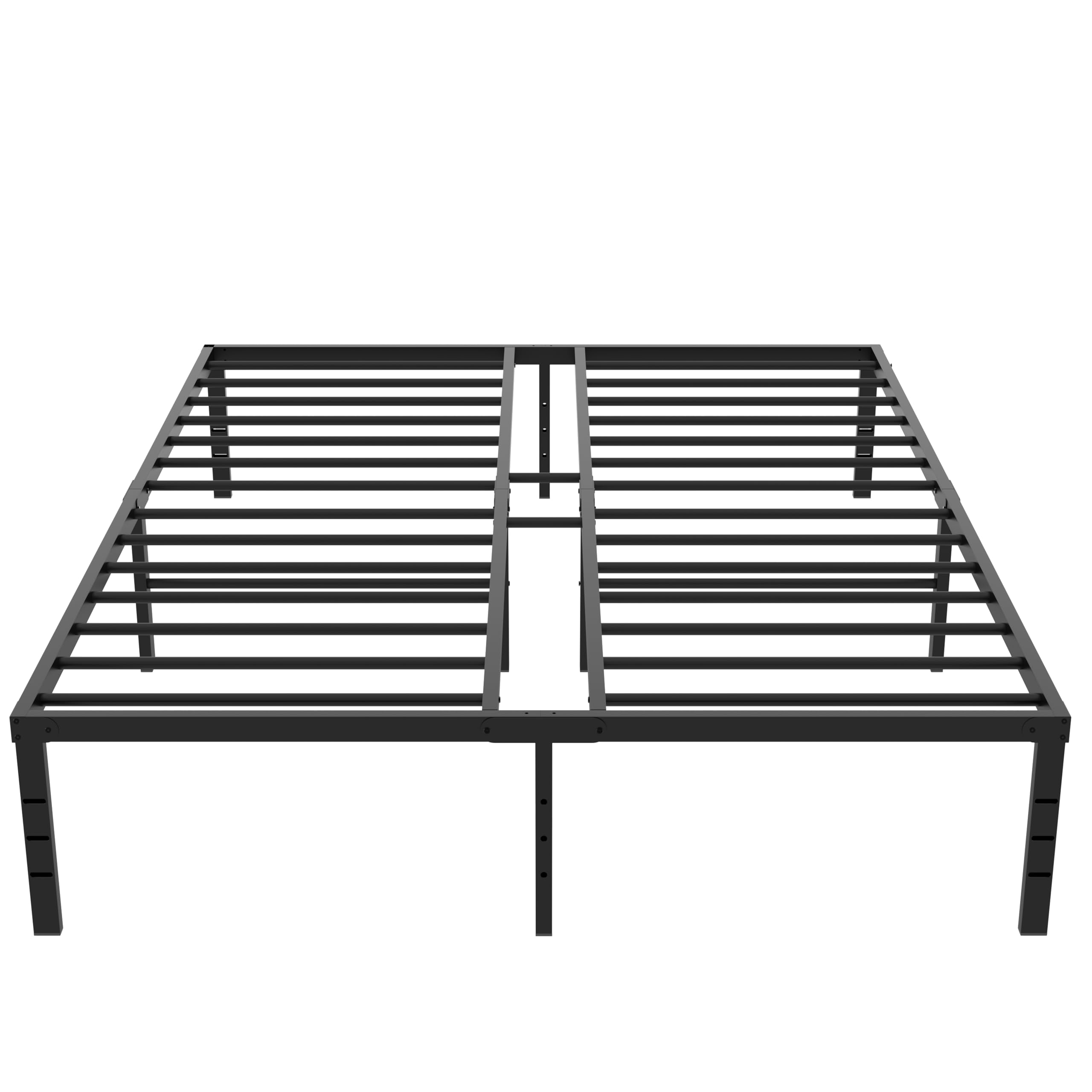 18 Inch Metal Platform Bed Frame, Queen Size Bed Frame, Steel Slat Support, No Box Spring Needed, Easy Assembly, Storage Space-Queen Bed Frame (Black, Queen)