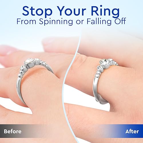 Miniatura 5 de Ajustador de tamaño de anillo para anillos sueltos se adapta a bandas planas de hasta 0.315 in, paquete de 8 protectores de fácil clip, espaciadores