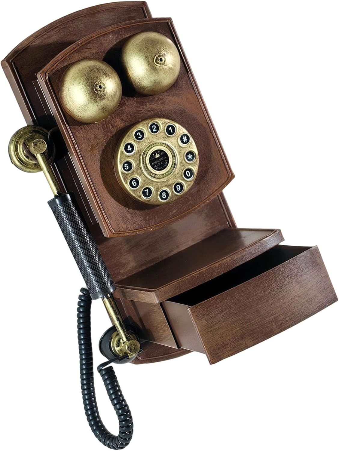 Rotary Dials Phone Antique Landline Telephone with Storage Box Wall Decors for Home Retro Creative Phone Model Antique Telephone Props