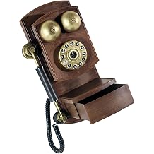 Peiiwdc Retro Wall Mount Landline Phone with Storage Box Antique Telephone Rotary Dials Model Coffee Shop, Home Decors Creative Model
