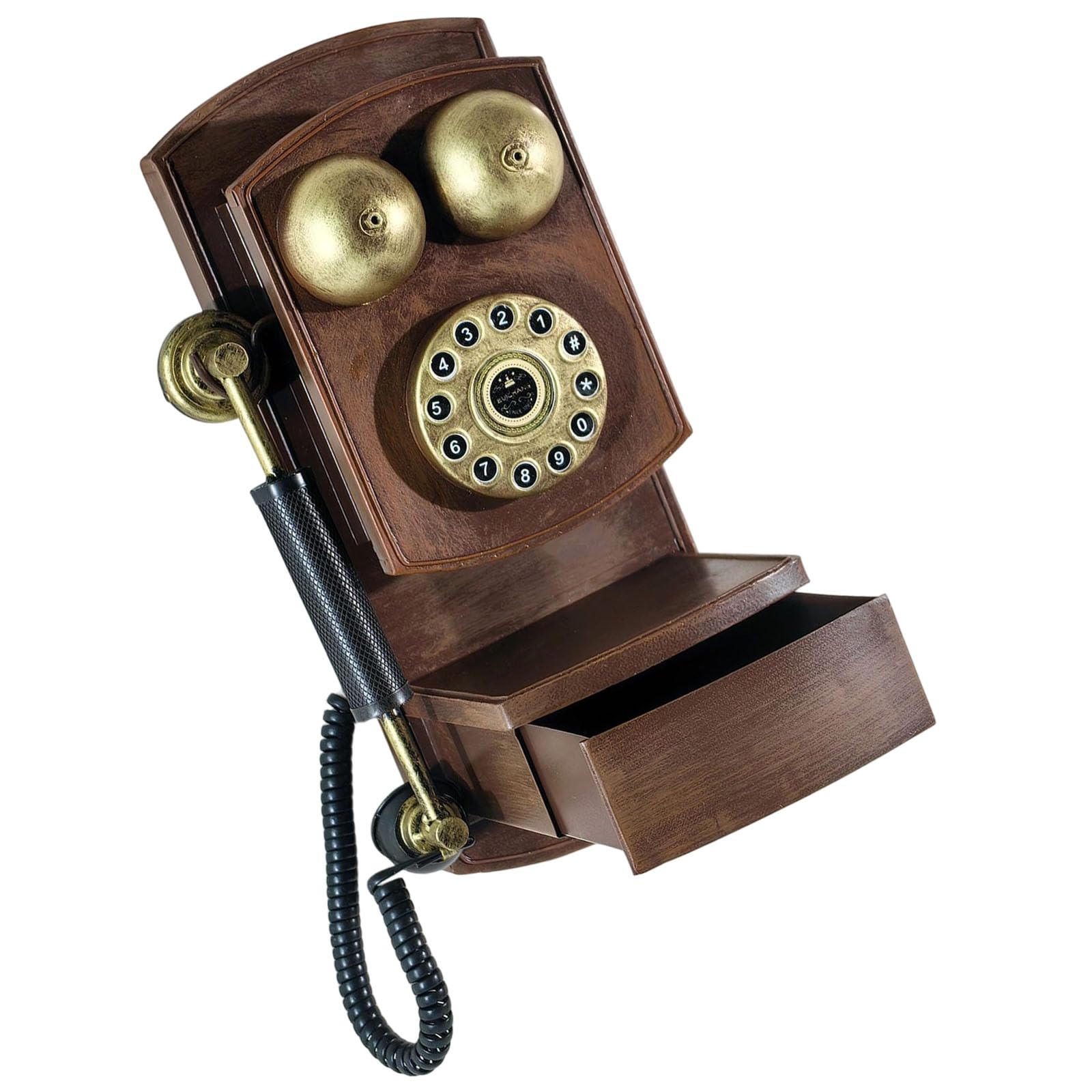 Teléfono antiguo con diales, modelo de teléfono fijo, retro, montaje en pared, adorno, decoración de pared para el hogar y la oficina, discos, modelo de teléfono fijo