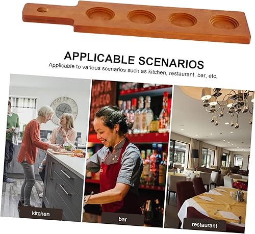 Miniatura 7 de Juego de mesa de comedor para degustación de cerveza, muestreador de madera, bandeja de servicio de madera rústica, tablero de remo de 4 agujeros,