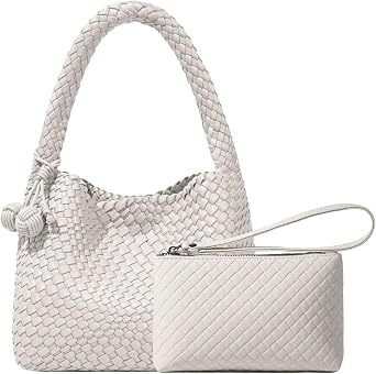 Woven Top Handle Handbag for Women, Small Hobo Bags with Mini Purse, Travel Beach Tote, Designer Shoulder Bucket Bag