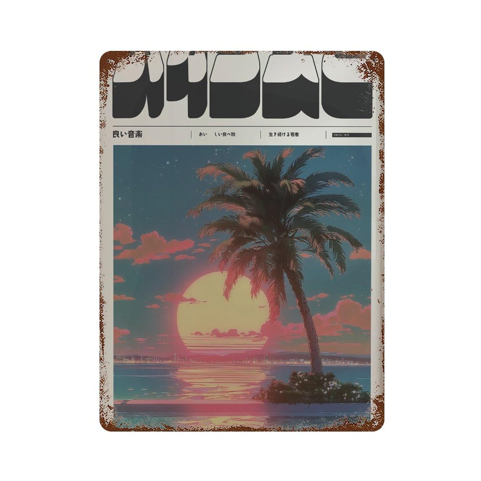 xiaoxiaoshen Palm Tree Sunset. Y2k Indie Wall Decor Art Metal Tin Poster Modern Home Decor Art Home Bar Shop Decorations Vintage Sign 40x30cm