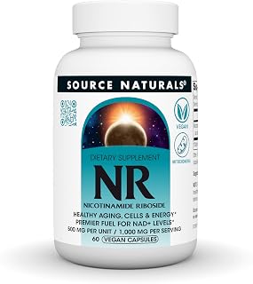 Source Naturals NR, Nicotinamide Riboside, Vegan Dietary Supplement for Mitochondria, Healthy Aging, Cells & Energy*, Premier Fuel for NAD+ Levels, 1,000 mg per Serving - 60 Vegan Capsules