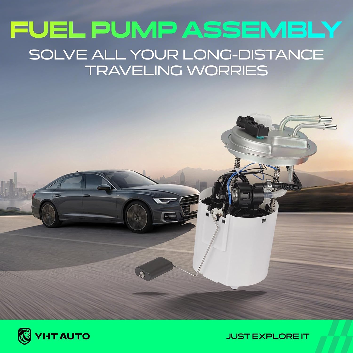 YHTAUTO Fuel Pump Compatible with Cadillac Escalade ESV Escalade EXT Avalanche Chevrolet Suburban 1500 GMC Yukon XL 1500 V8 6.2 L5.3 L5.3L, Electric Fuel Pump Assembly W/Pressure Sensor Sending Unit