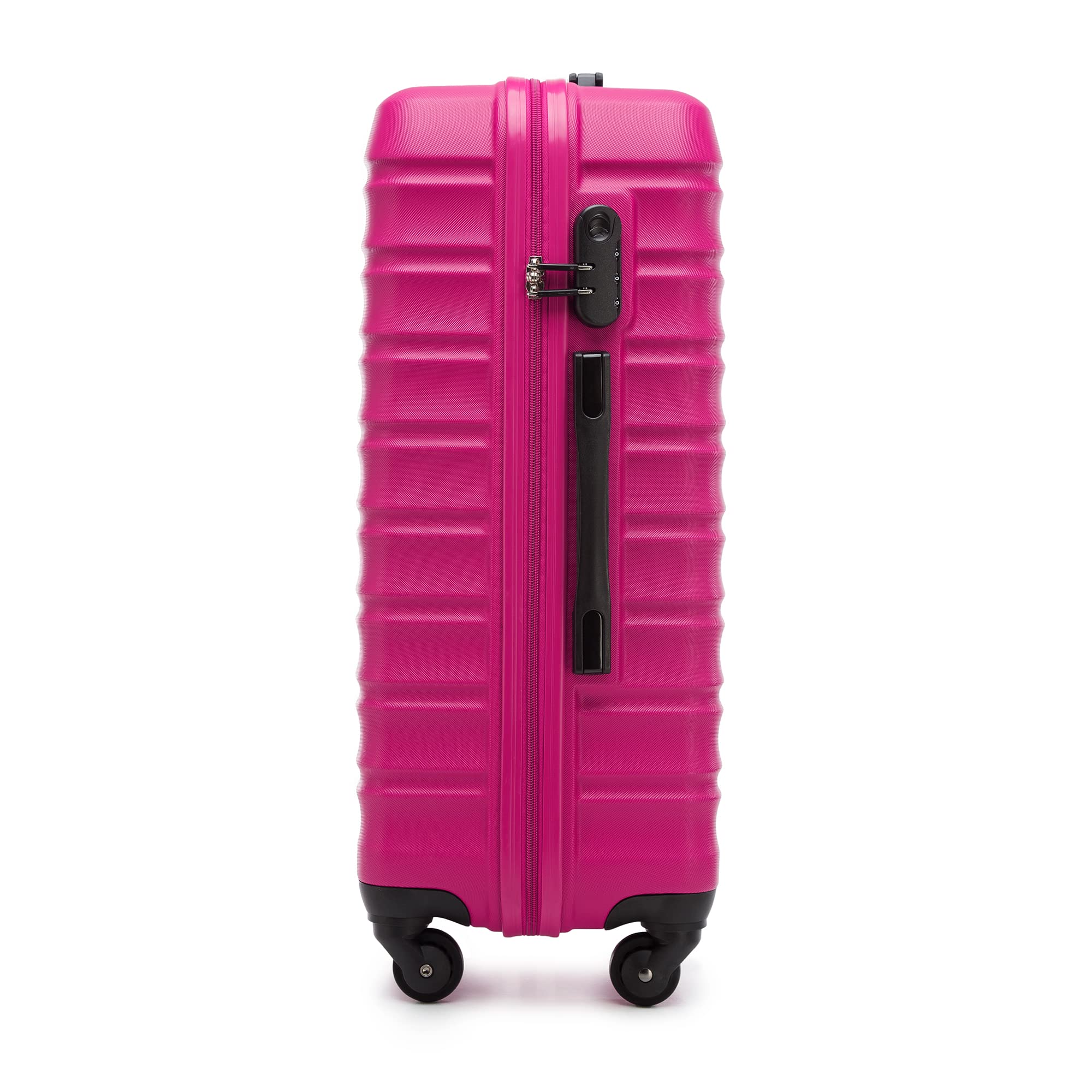 WITTCHEN Valigia da viaggio Bagaglio a mano Valigia da cabina Valigia rigida in ABS con 4 ruote girevoli Serratura a combinazione Maniglia telescopica GROOVE Line Set di 4 valigie Rosa