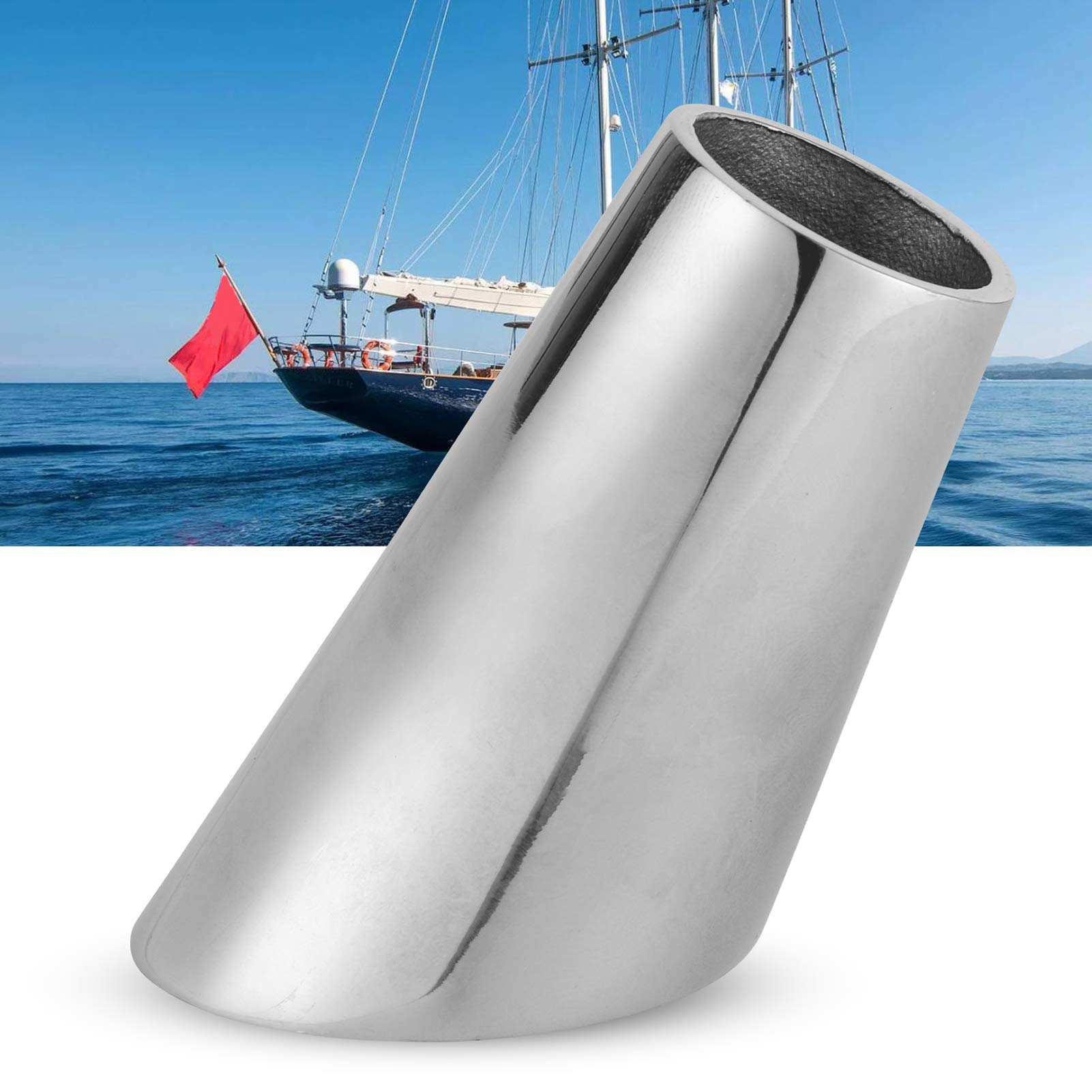 Supporto Per Asta Bandiera Yctze In Acciaio Inox 316 Per Barche – Base Inclinata 60° Per Pennone Da 25 Mm, Lucidato A Specchio - 2