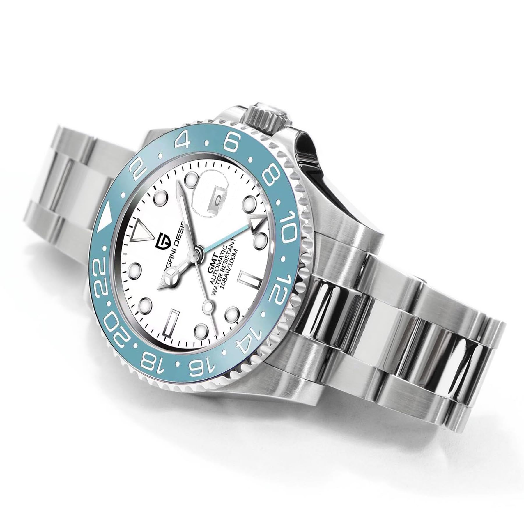 Pagani Design Uomo Meccanico GMT Acciaio Inossidabile Impermeabile Orologio Da Polso Zaffiro Vetro Acciaio Inox Ceramica Orologi Orologio per Uomo
