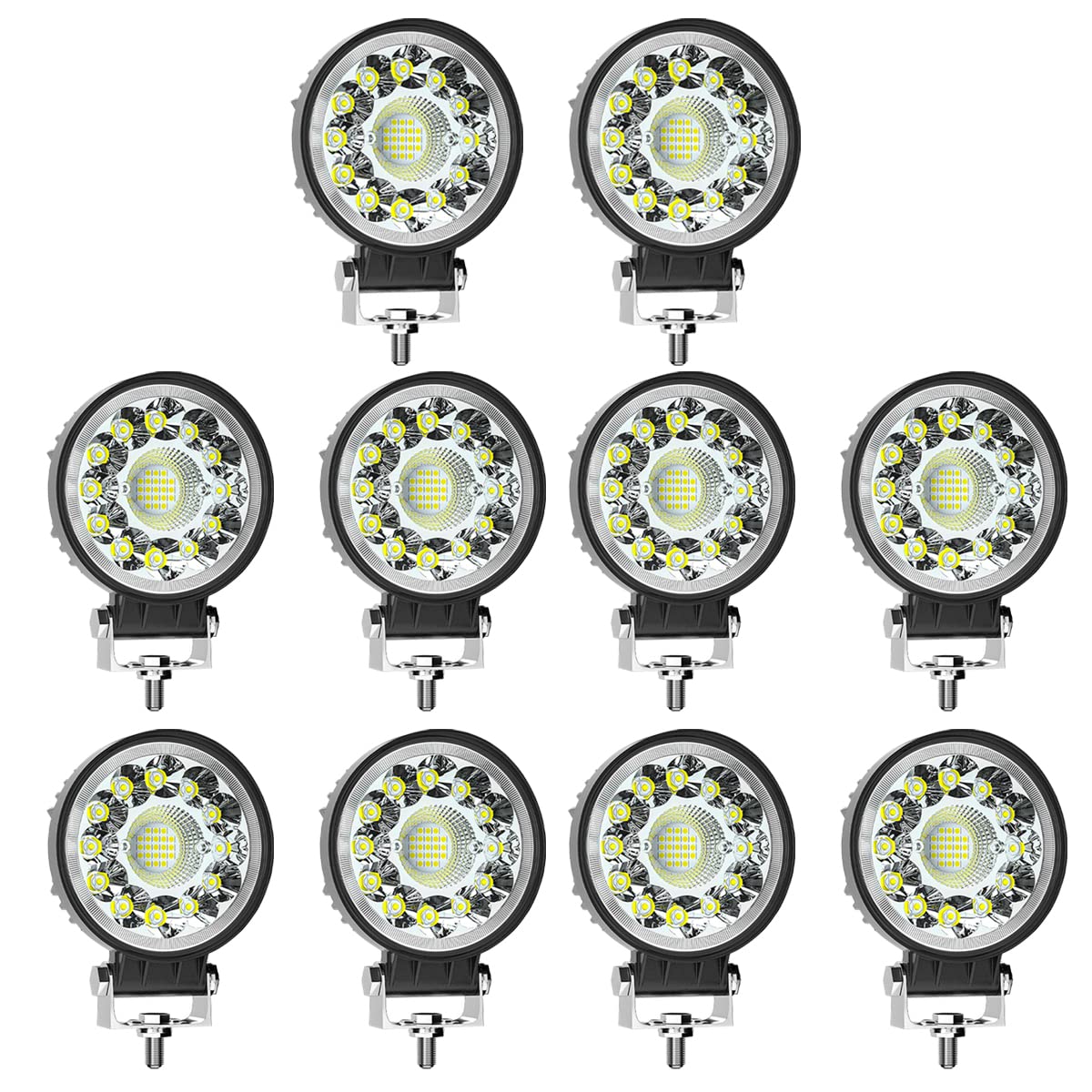 LED Pods Light,10PCS 4inch 99w Round LED Pods 24000LM Off Road Light