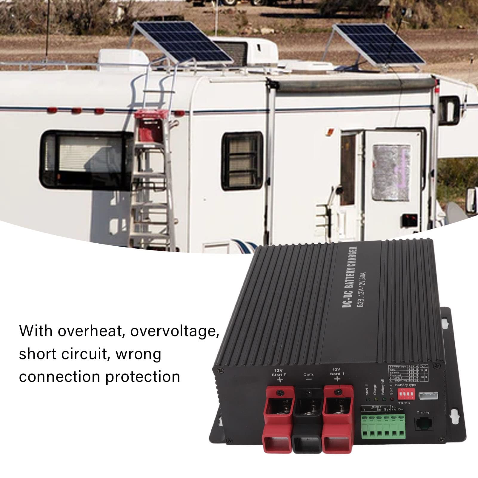 Caricabatterie da CC a CC, Caricabatterie da CC a CC Controller Solare Lega di Alluminio Connessione APP Mobile Caricatore per Auto Automatico 12V, Caricabatterie (B2B1230)