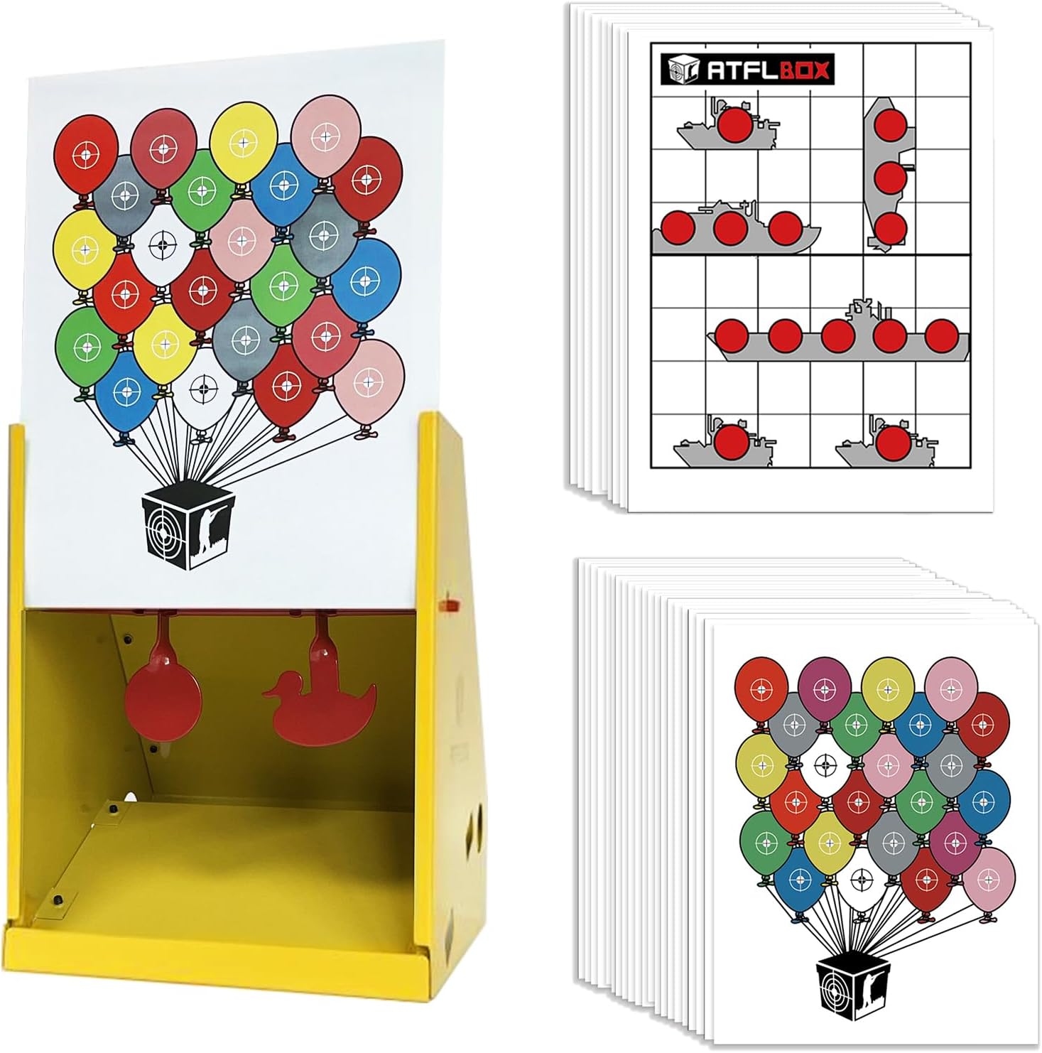 Atflbox 7 x 9 Inch BB Gun Target Trap with 110pcs Paper Target and Metal Shooting Targets (Q)