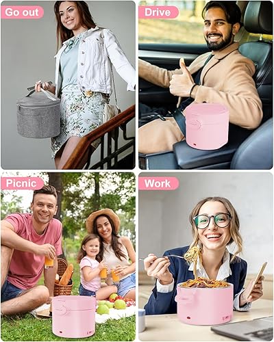 Miniatura 7 de Lonchera eléctrica para adultos con bolsa de transporte aislada, 33.8 onzas, calentador de alimentos portátil 3 en 1, 12 V24 V110 V, a prueba de