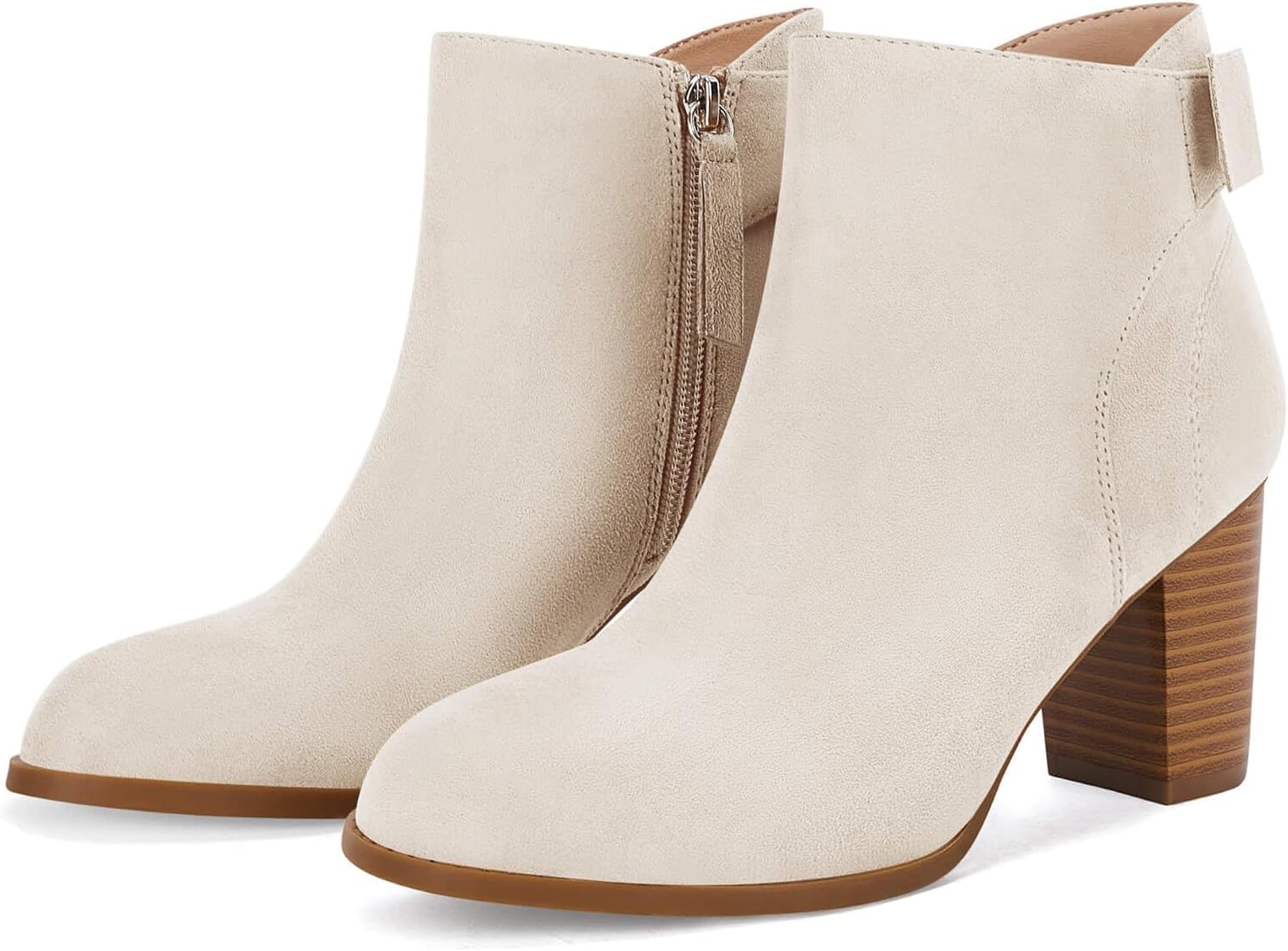 Women's Fall Ankle Boots Shoes Chunky Block Stacked Heel Bow Tie Pointed Toe Dress Booties Side Zipper