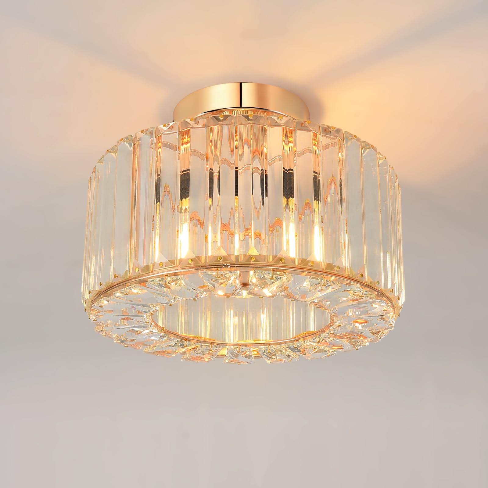 LED Pendelleuchte, 20-Flammig, Kristalle, klar, gold, D 80 cm | ETC Shop