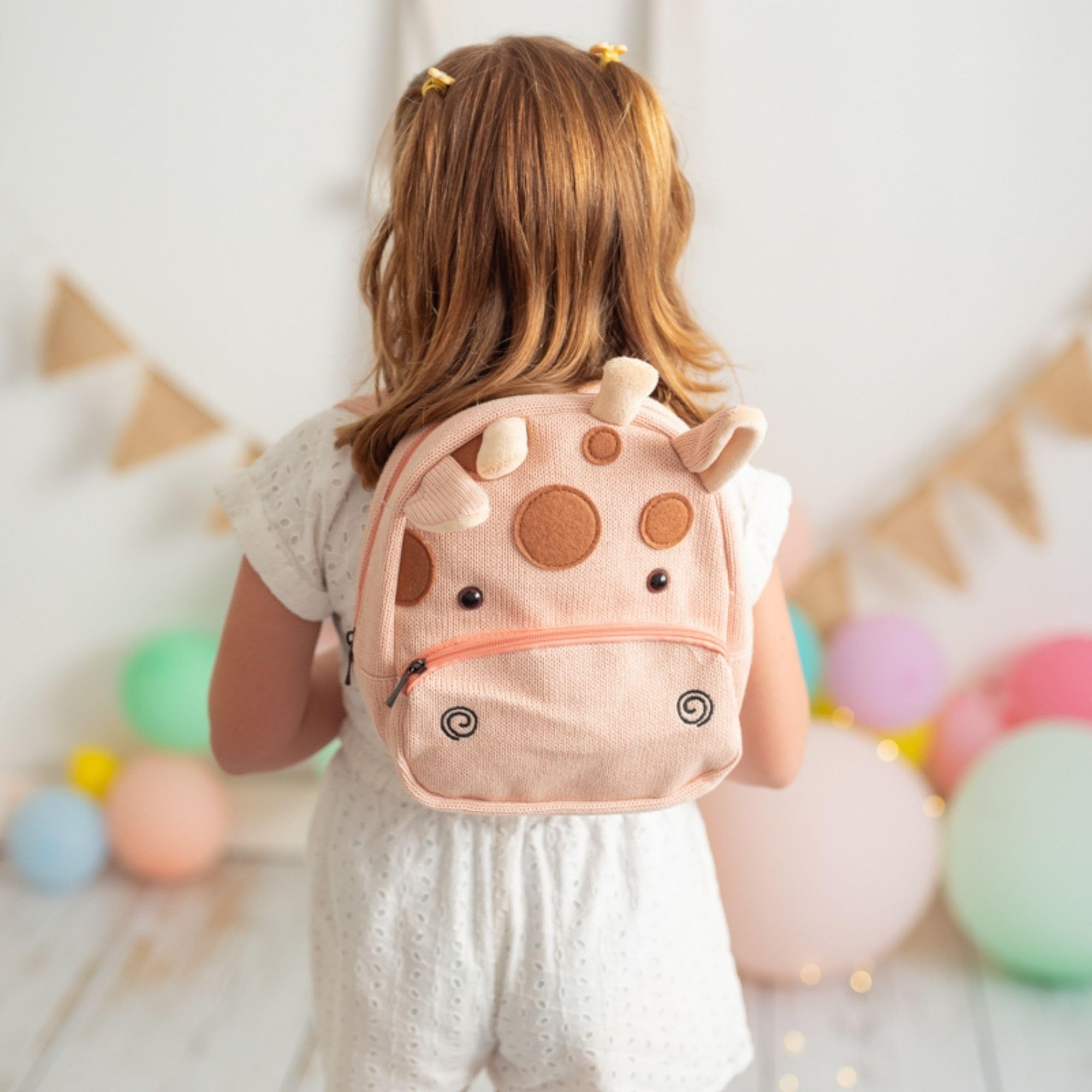 Crochetts | Zaino per bambini dai 2 ai 5 anni per asilo Pinky lavorato all'uncinetto con lana di cotone ipoallergenica | Doppia chiusura lampo e manici regolabili | Rosa