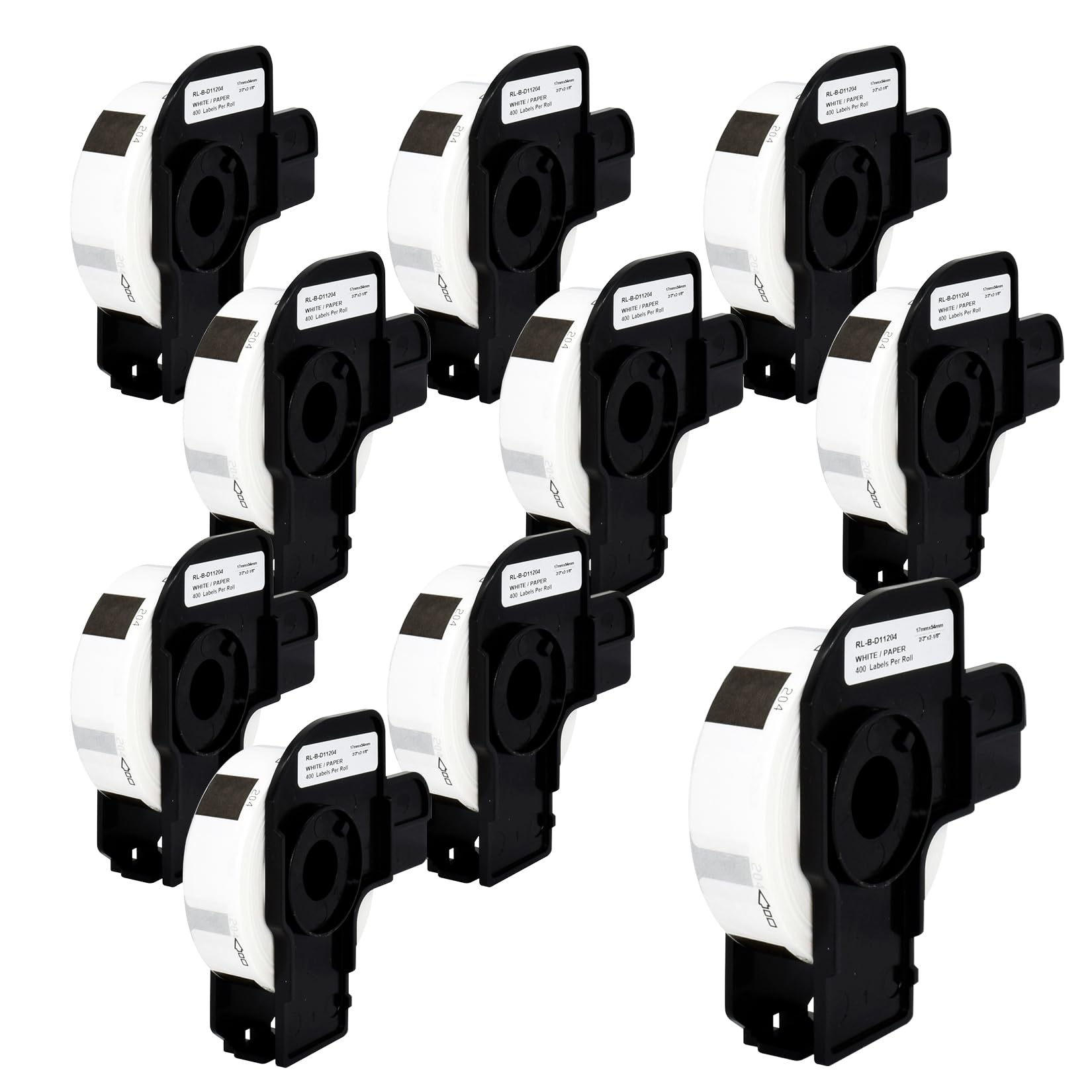 10 rouleaux d'étiquettes blanches DK-11204 DK11204 compatibles avec Brother, étiquettes d'expédition de 17 mm x 54 mm pour imprimantes d'étiquettes Brother QL (400 étiquettes par rouleau)