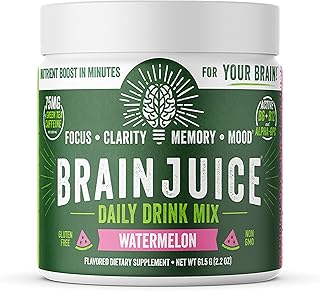 Daily BrainPower Mix | Watermelon - Premium Nootropic Supplement | Naturally Supports Improved Energy, Focus, Memory, & Mood | Alpha GPC, Organic Green Tea Extract, L-Theanine