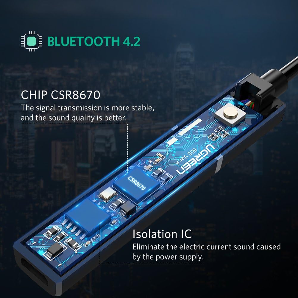 Internal components of UGREEN Bluetooth 4.2 Transmitter with CSR8670 chip