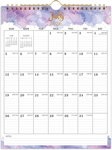 Calendario 2026-2027 – Calendario de pared 2026-2027, 8.5 x 11 pulgadas, julio 2026 – diciembre 2027, calendario de pared de 18 meses con gancho