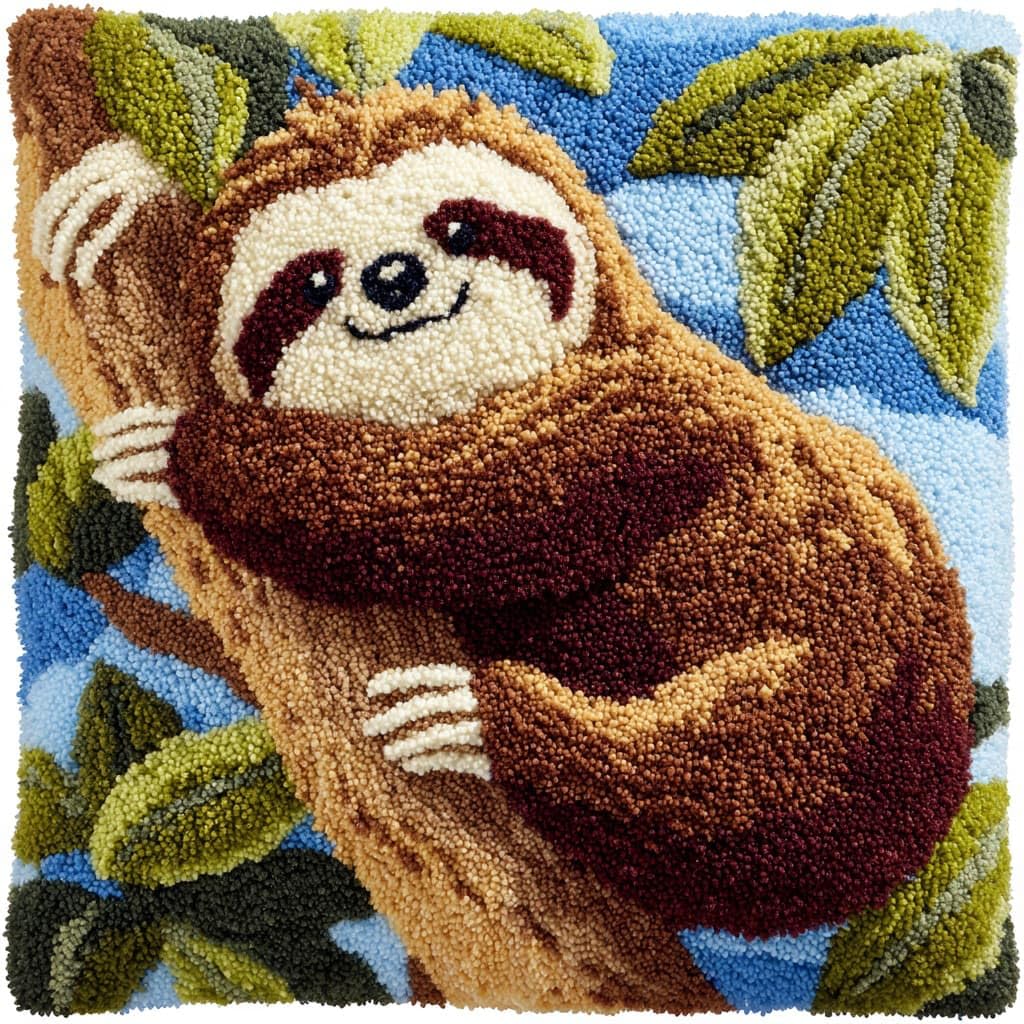 Henypt Latch Hook Kits Pillow Sloth