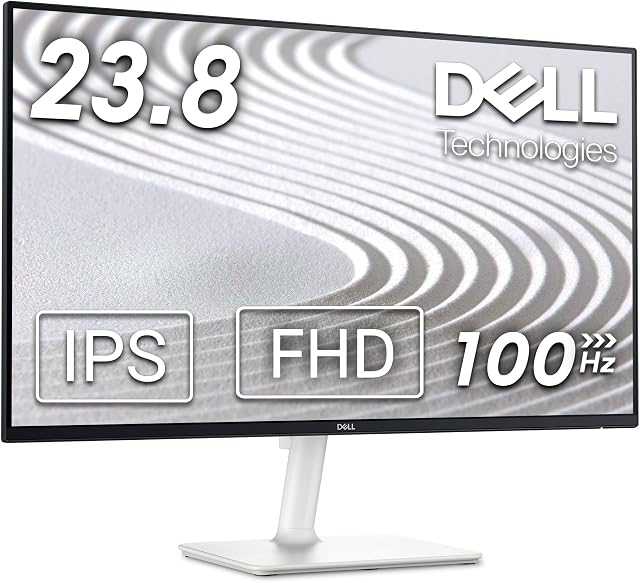 Moniteur Dell S2425H - Moniteur Full HD (1920x1080) de 23,8 po, 8 ms, 100Hz, Haut-parleurs intégrés de 2 x 5W, 2 x HDMI, 16,7 millions de couleurs, Réglage de l'inclinaison - Argent