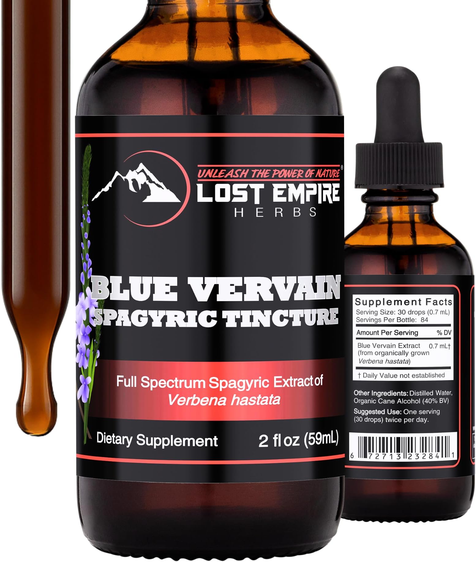 Blue Vervain Spagyric Tincture | Verbena hastata Supplement | Bitter Nervine for Instant Stress Relief and Relaxation (2 fl oz)