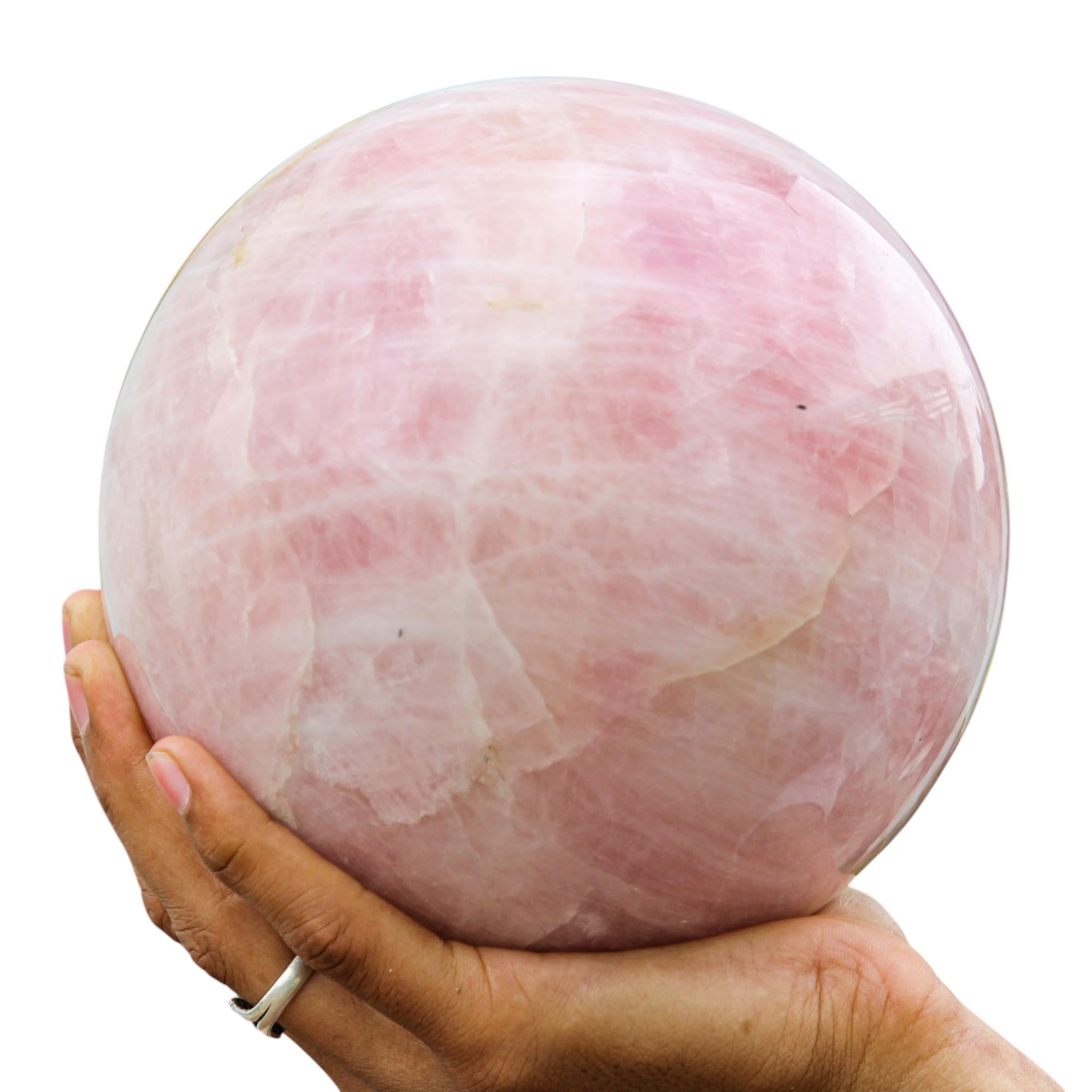 Polished Natural Pink Rose Quartz Crystal Chakras Healing Metaphysical Stone Sphere Large (155mm/11.4lbs) Meditation Feng Shui Aura Indoor Ball