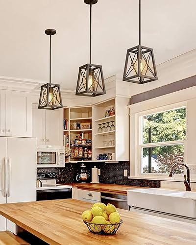 Miniatura 4 de FEMILA Lámpara colgante de granja, 1 linterna colgante de jaula de alambre de metal, acabado de bronce aceitado, 4FY16-M1L ORB