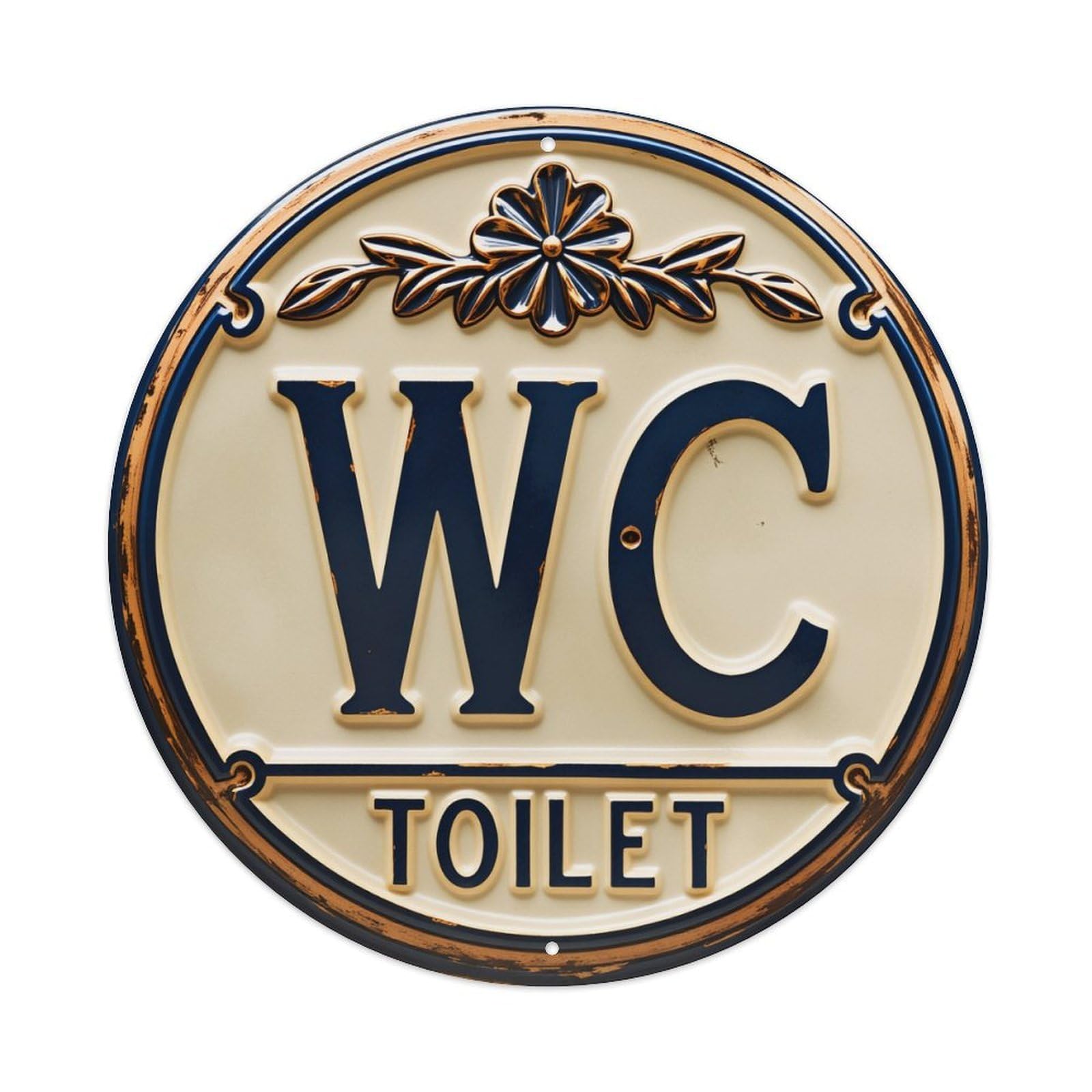 Floral Border Wc Toilet Sign Metal Tin Sign Vintage Garden Bedroom Cafe Bar Man Cave Home Wall Decor Metal Poster 8x8 inches