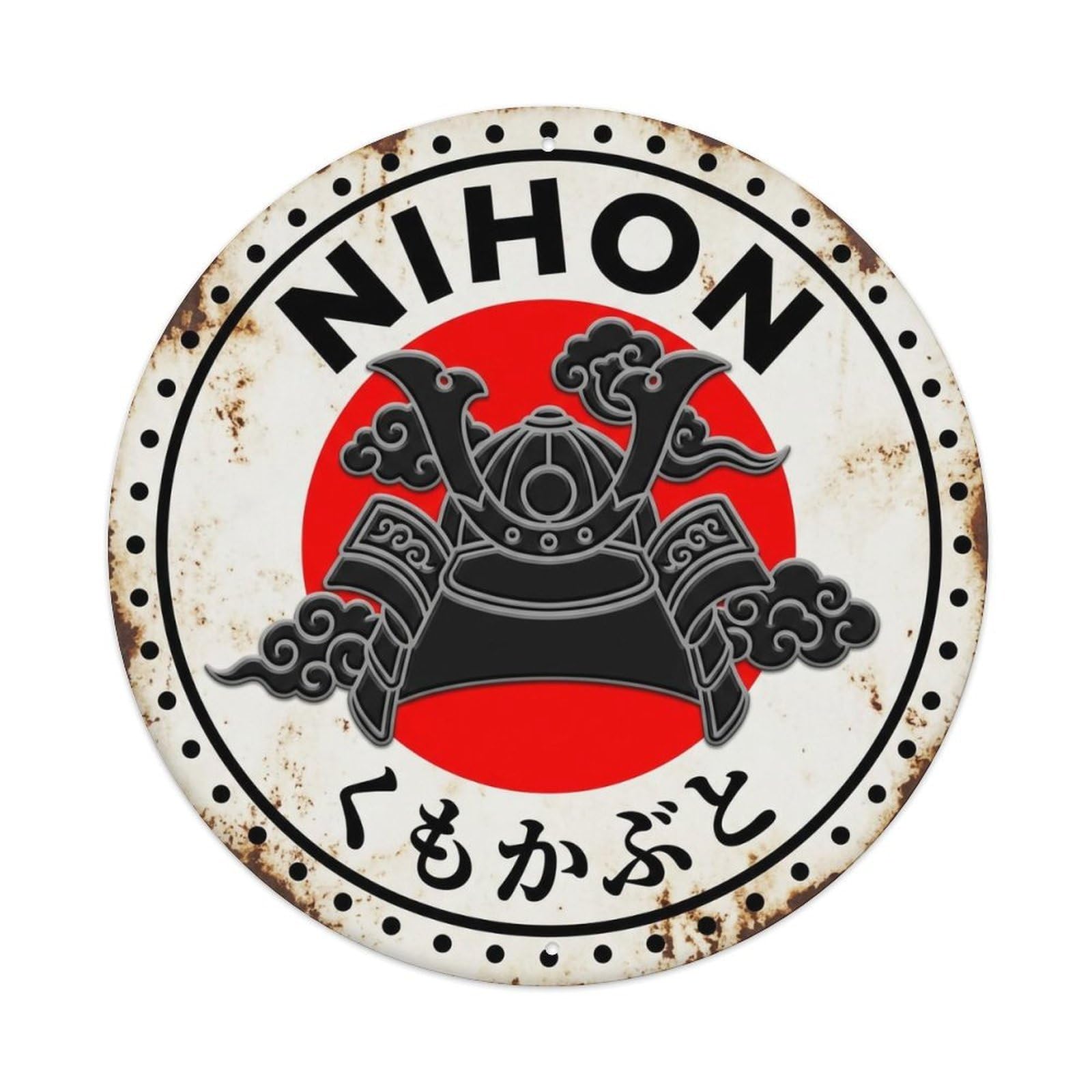 Cloud Helmet Nihon Warrior Armor Weathered Metal Tin Sign