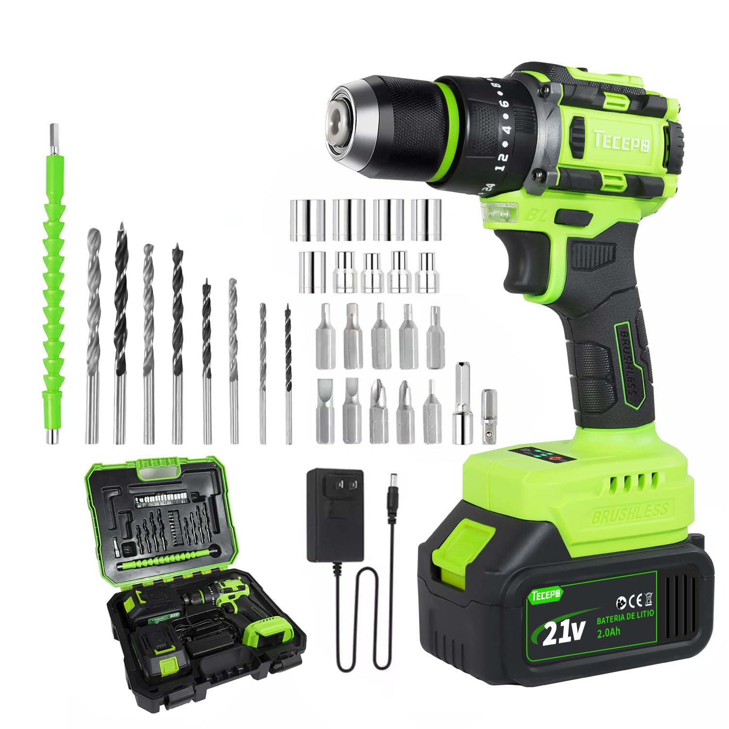 TECEPO Chave de Impacto Elétrica 2 em 1 50N.m 1600RPM - Furadeira