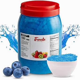 New Fanale Coconut Jelly Topping nata de coco for Boba Tea | Ice Cream | Yogurt | Smoothie | Milk Tea | Desserts Blueberry Heart Shaped, 6.6 lb