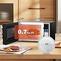Vista 2 de SMETA Horno de microondas compacto de 700 vatios, 0.7 pies cúbicos, hornos de microondas de encimera, 10 niveles de potencia con plato giratorio