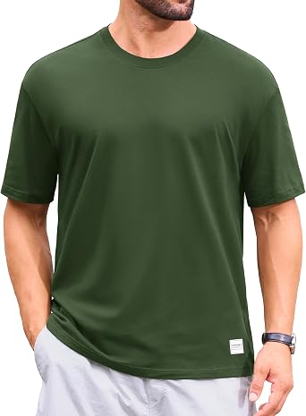 Cotrasen Mens T-Shirts Pure Cotton Short Sleeve Crew Neck Tees Classic Solid Basic Tshirt Casual Summer Tops