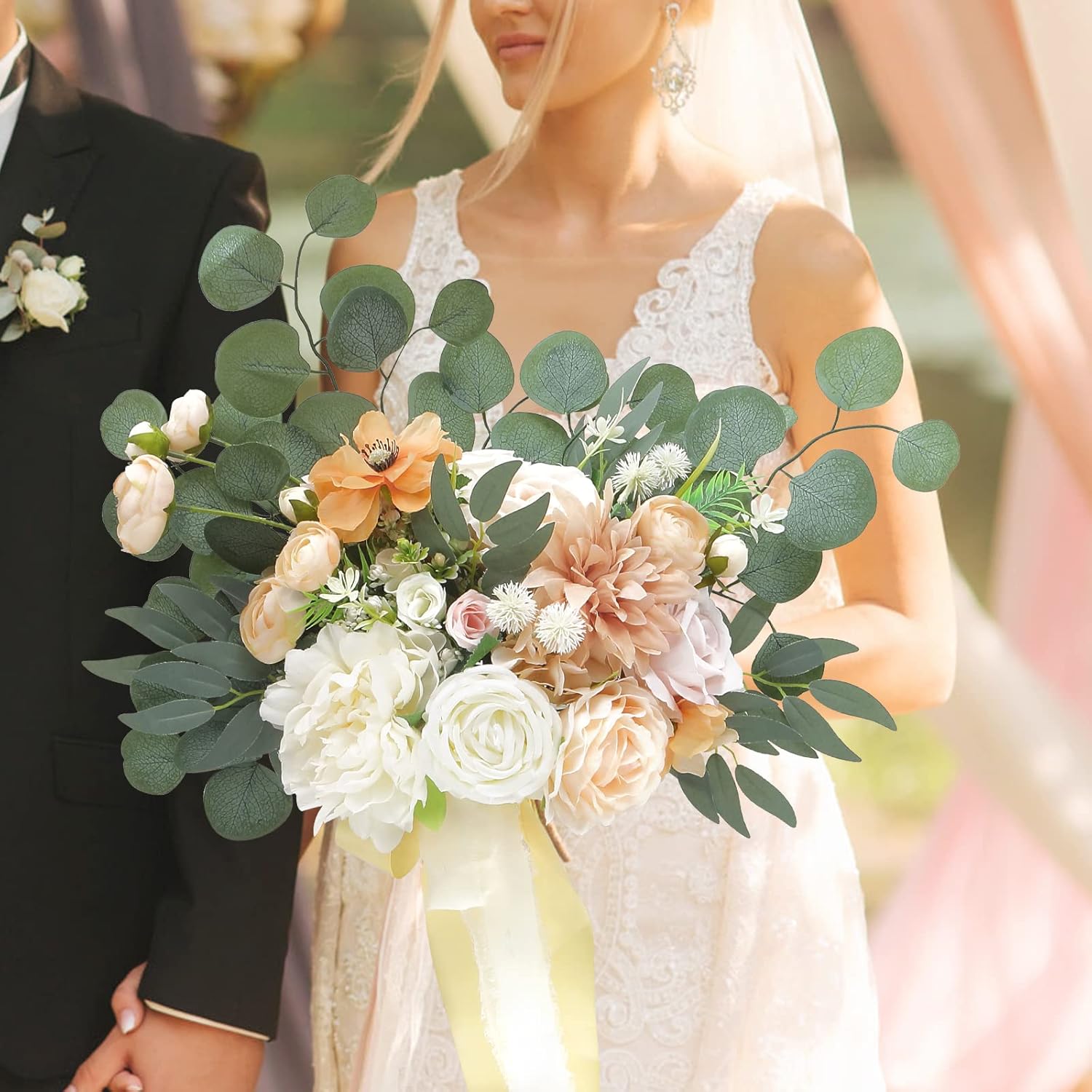 HiiARug Wedding Bouquets for Bride Artificial Bridal