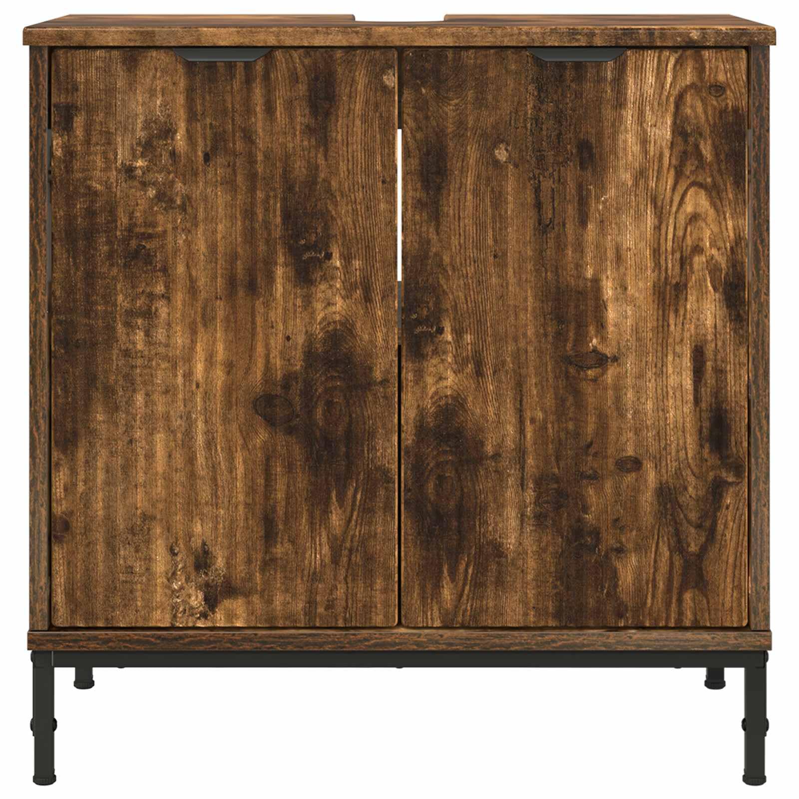Mobile Lavabo Rovere Fumé 60,5 x 33,5 x 61 cm 2 Porte | Legno multistrato, gambe metallo, facile montaggio, carico max 60 kg, per bagno moderno