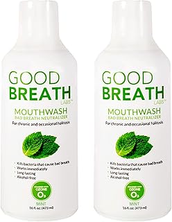 Goodbreath Labs Mouthwash | New Ozone Technology Specialized in Chronic Halitosis | Mouth Rinse Alcohol Free | Bad Breath Neutralizer | Mint Flavor Oral Rinse for Gum Disease ((2 Pack) 16 oz)