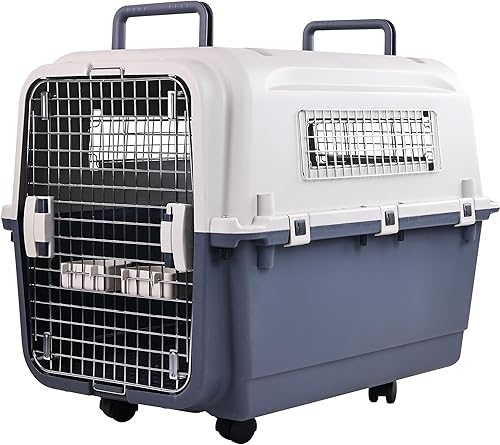 Miniatura 14 de Elevon Perreras de plástico, jaula de plástico para perros, transportadora de mascotas aprobada por aerolíneas para perros y gatos de viaje más