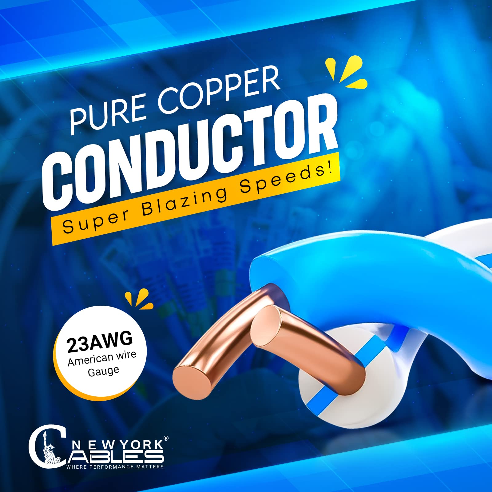 NewYork Cables Cavo Plenum schermato Cat6, 300 m, conduttore in rame nudo solido al 100%, supporto PoE+, 23 AWG, schermatura totale della pellicola da 550 MHz (F/UTP) - Aumenta la tua rete e il gioco